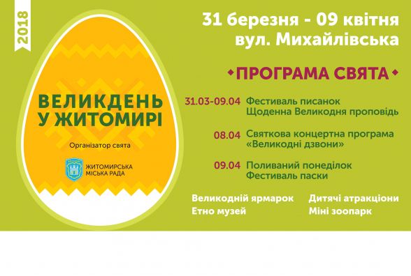 Великдень у Житомирі: програма святкування