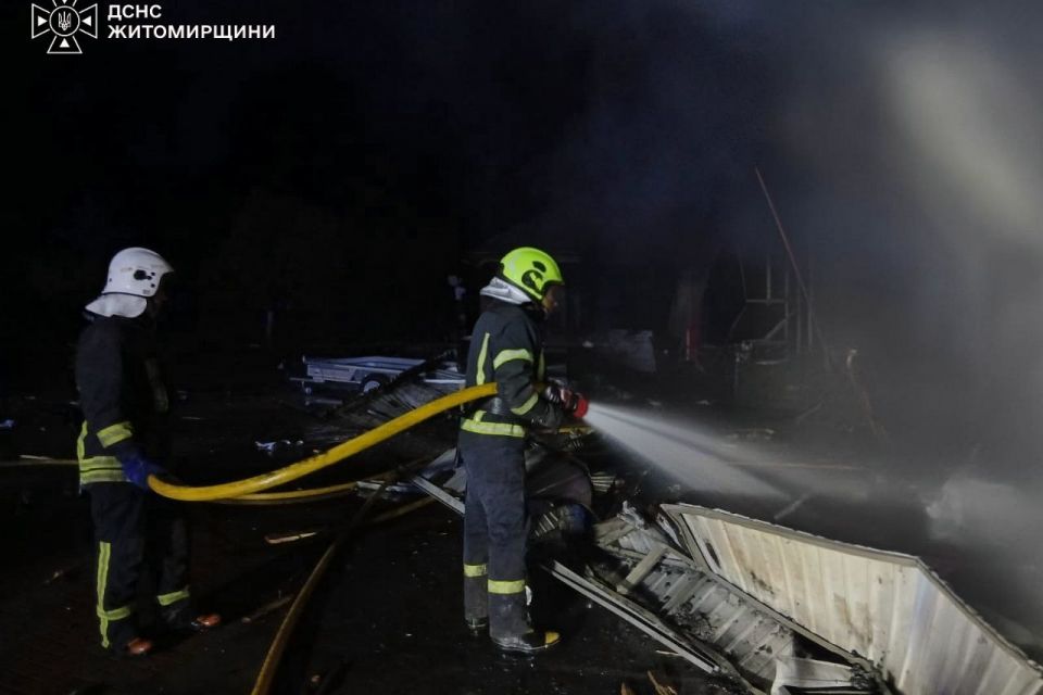 Вночі противник атакував енергетичну інфраструктуру та цивільне підприємство в Житомирській громаді