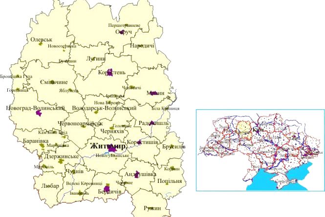 Житомирская обл карта