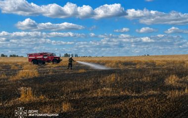 Унаслідок російської атаки сьогодні на Житомирщині згоріло 2 гектари пшениці