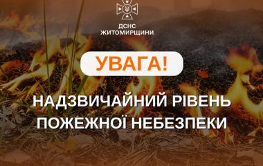 Попередження про надзвичайний рівень пожежної небезпеки на Житомирщині