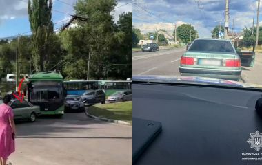 На водія  Audi, який у неділю у Гідропарку заблокував рух тролейбусів, склали протокол