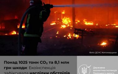 Понад 8,1 мільйона гривень — розмір шкоди атмосферному повітрю внаслідок вересневих обстрілів на Житомирщині