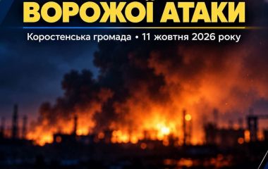 Під час нічної атаки в Коростені безпілотник влучив у залізничну інфраструктуру