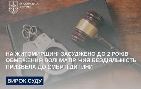 На Житомирщині засуджено до 2 років обмеження волі матір, чия бездіяльність призвела до смерті дитини