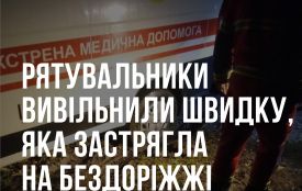 У Романові рятувальники вивільнили "швидку", яка застрягла на бездоріжжі