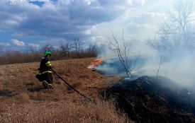 Між Калинівкою і Глибочицею внаслідок сильної пожежі вигоріло 2 гектари сухої трави