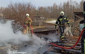 На Звягельщині рятувальники ліквідували пожежу господарчої споруди на сімох власників