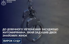 До довічного ув’язнення засуджено житомирянина, який задушив двох знайомих жінок