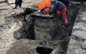 На перехресті  вулиць І. Мазепи - Київська утворилося провалля