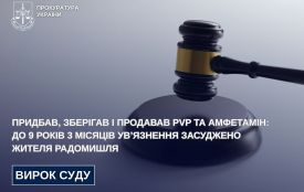 Придбав, зберігав і продавав PVP та амфетамін: до 9 років 3 місяців ув’язнення засуджено жителя Радомишля