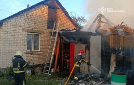 На Коростенщині рятувальники гасили господарчу споруду і не дали вогню повністю охопити житловий будинок