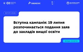 Вступна кампанія: 19 липня розпочинається подання заяв до закладів вищої освіти