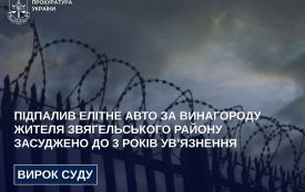 Жителя Звягельського району, який підпалив  елітне авто за винагороду, засуджено до 3 років ув’язнення
