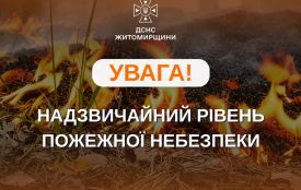 Попередження про надзвичайний рівень пожежної небезпеки на Житомирщині