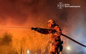 Рятувальники ліквідовували пожежу, що виникла після ворожої атаки на Житомирщину