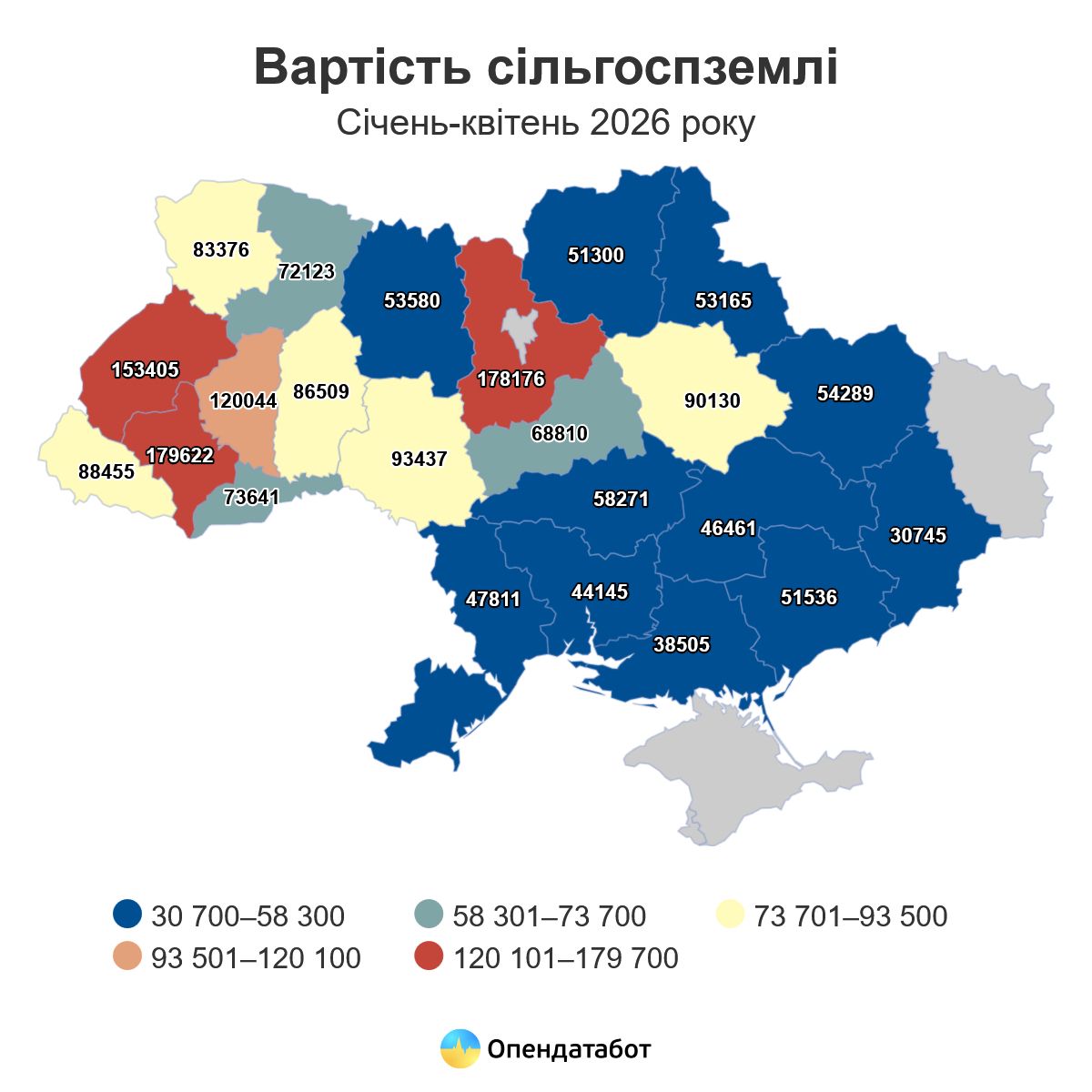 Біля 53 580 грн коштує на Житомирщині гектар сільгоспземлі - Опендатабот