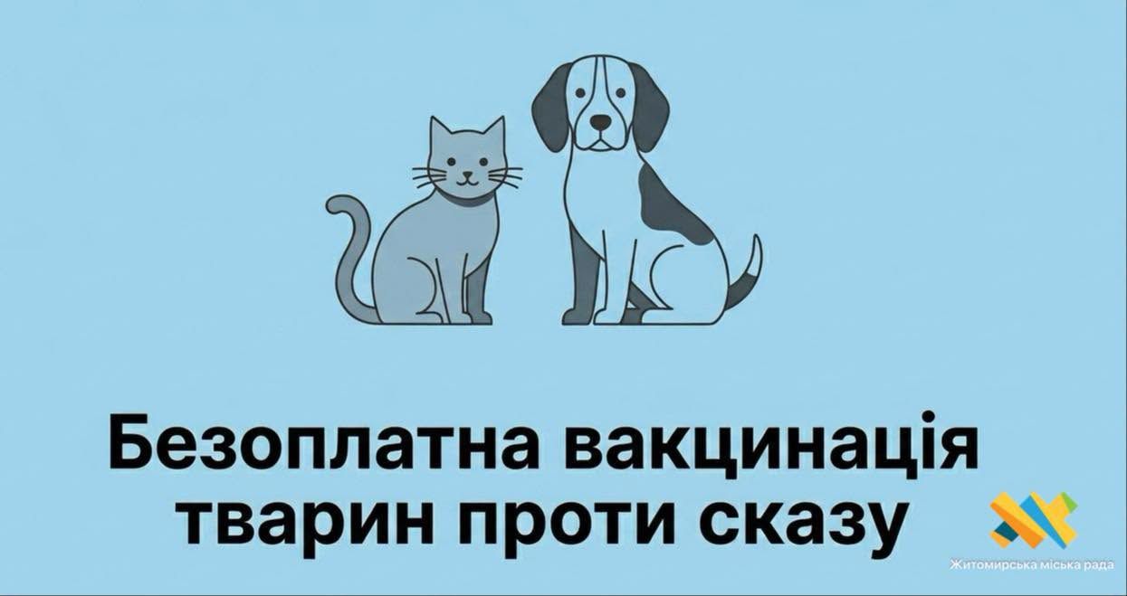 18 червня у Житомирі розпочинають безоплатну вакцинацію тварин проти сказу